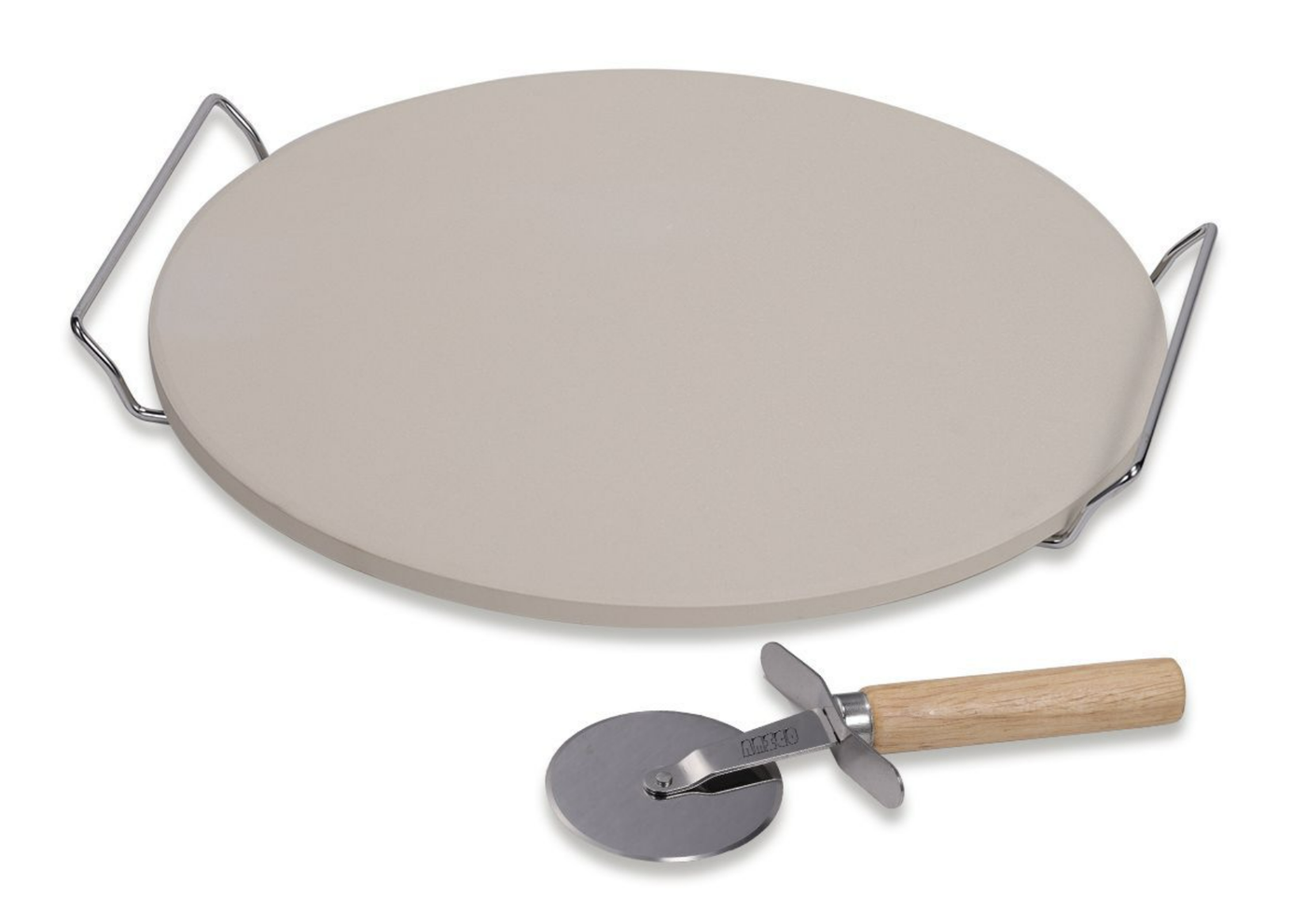13 Inch Pizza Stone Set with Wheel Cutter Grilling Stone for Oven Grill